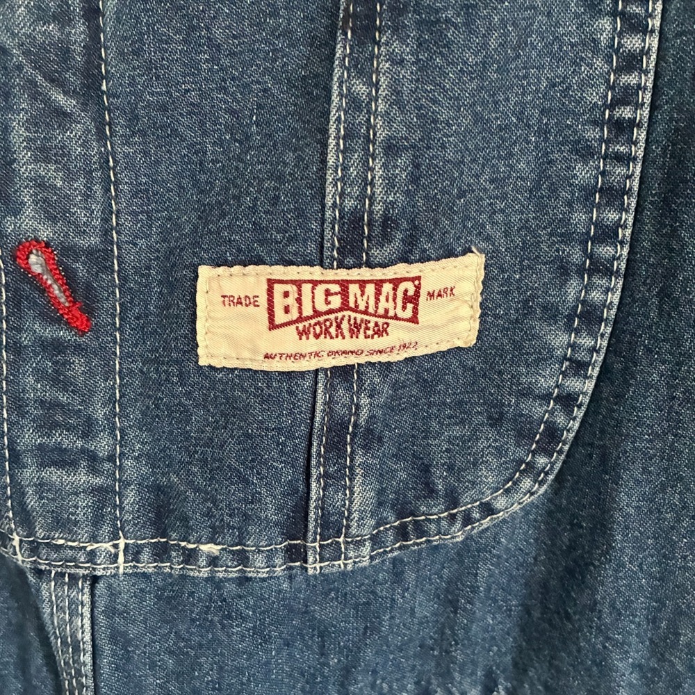 Vtg Big Mac Workwear Overalls Mens 38x32 Denim Carpenter Gorpcore Bibs - Picture 2 of 7